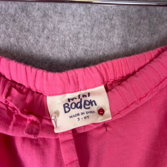 Mini Boden Skirt Girls 5/6 Pink Cotton Eyelet Tiered Ruffle Hem Drawstring Waist - Picture 4 of 10